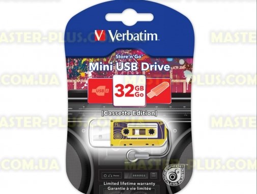 USB флеш накопитель Verbatim 32GB Mini cassette edition Yellow USB 2.0 (49393)
USB флеш накопитель Verbatim 32GB Mini cassette edition Yellow USB 2.0 (49393)