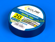 Ізолента синя Solar 19мм 20м для електротоварів
