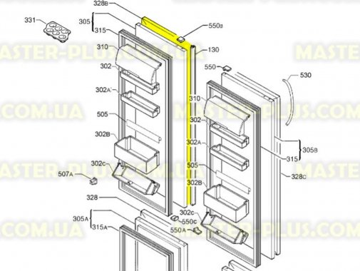 Передняя панель (фасад) правой двери холодильной камеры Electrolux 2216350054 Original для холодильника
