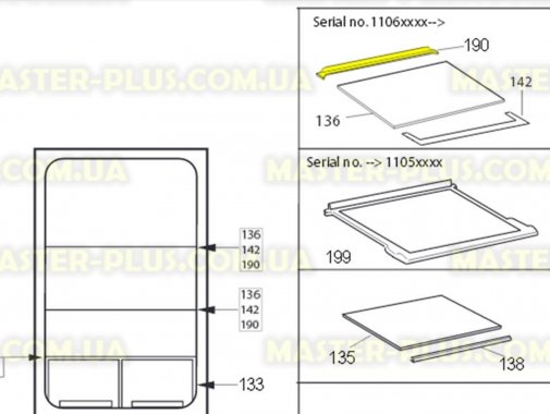 

Обрамление стеклянной полки (заднее) Zanussi 2425096100