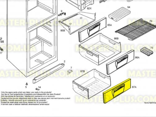 

Панель ящика морозильной камеры (нижняя) Electrolux 2426336067