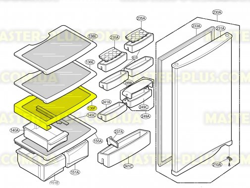 Полка стеклянна LG 5027JQ2007A для холодильника