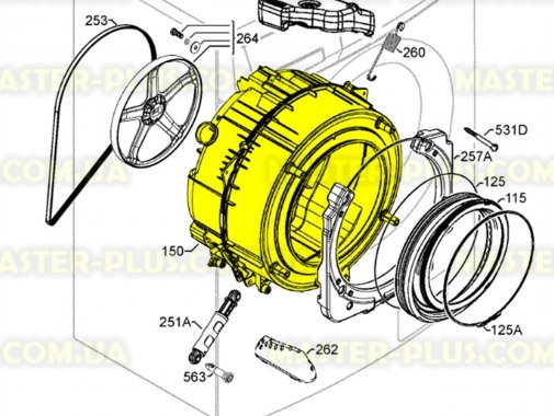 

Бак в сборе с барабаном Zanussi 3484159839