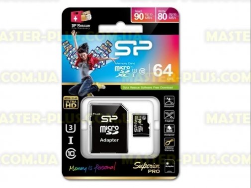 

Карта памяти Silicon Power 64GB microSDXC Class10 UHS-I U3 (SP064GBSTXDU3V10SP)