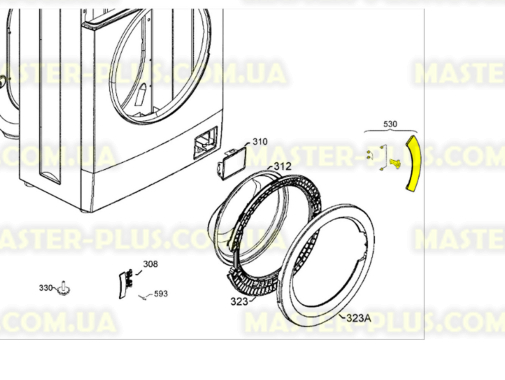 Ручка дверки (люка) в сборе с крючком Zanussi 4055113411 Original для стиральной машины