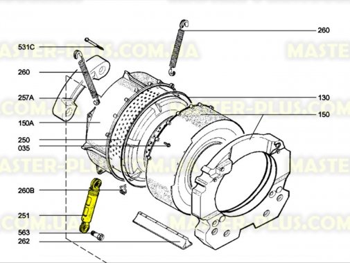 Амортизатор квадратный, пластиковый на защелках совместим с Electrolux Zanussi 4071361465 для стиральной машины