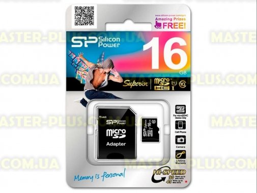 

Карта памяти Silicon Power 16GB microSD Class10 UHS-I (SP016GBSTHDU1V10SP)
