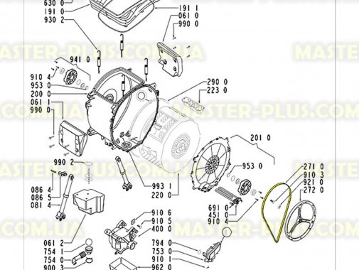 Ремень 1197 J5 EL «Megadyne» желтый для стиральной машины