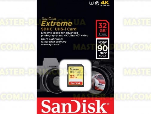 

Карта памяти SANDISK 32GB SDHC Extreme Class 10 UHS-I U3 (SDSDXNE-032G-GNCIN)