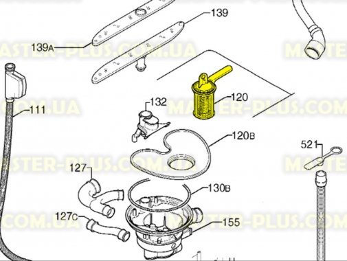 Фильтр сливной Electrolux 50297774007 Original  для посудомоечной машины