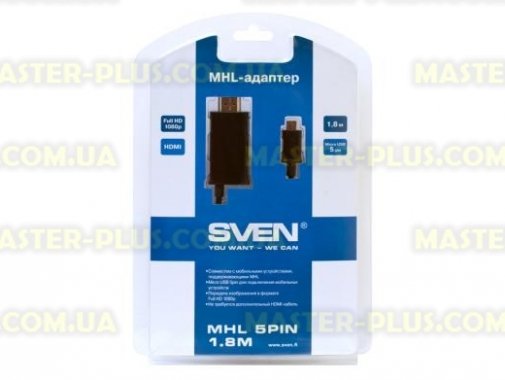 

Кабель мультимедийный HDMI F to Micro USB BM, MHL SVEN (1300126)