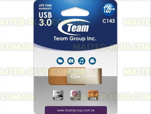 

USB флеш накопитель Team 128GB C143 Brown USB 3.0 (TC1433128GN01)