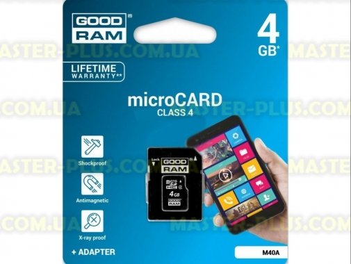 

Карта памяти GOODRAM 4GB microSD Class 4 (M40A-0040R11)