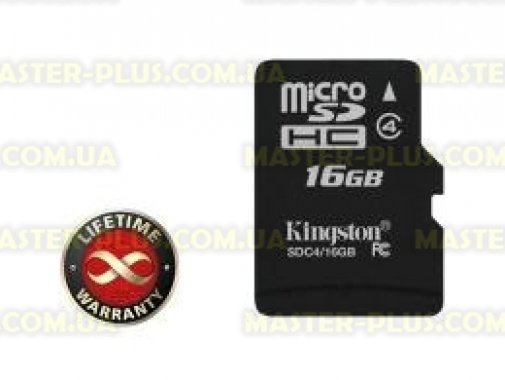 

Карта памяти 16Gb microSDHC class 4 Kingston (SDC4/16GBSP)