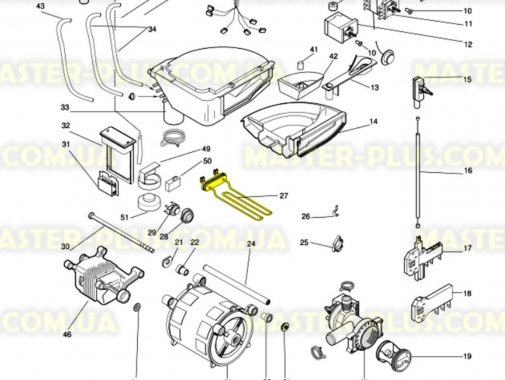 ТЭН 1800w 190мм Indesit C00051730 для стиральной машины