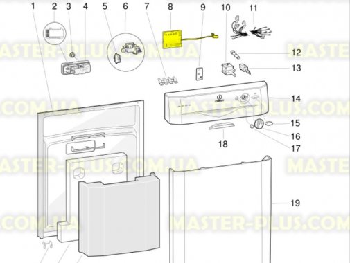 Электронный модуль (плата) посудомоечной машины Indesit Ariston C00143213 для посудомоечной машины