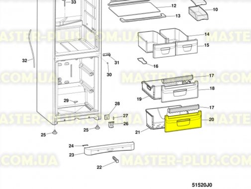 Передняя панель верхнего ящика морозильной камеры Indesit C00283745 для холодильника