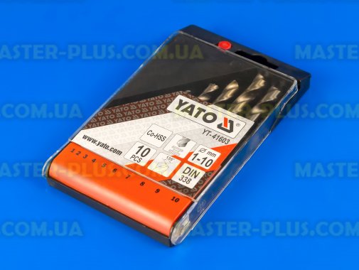 Набір свердел по металу HSS-Cobalt 1-10 мм 10 шт Yato YT-41603