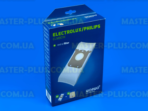 Набор мішків (4шт) мікроволокно ELMB01K S-BAG WORWO Phillips, Electrolux для пилососа