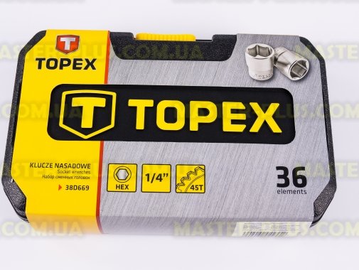 Набор торцевых головок 1/4&quot; 4-13мм, 36шт TOPEX 38D669