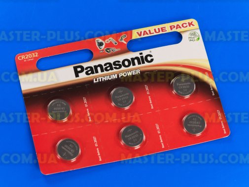 Батарейка Panasonic CR 2032 BLI 6шт Lithium (CR-2032EL/6B) 