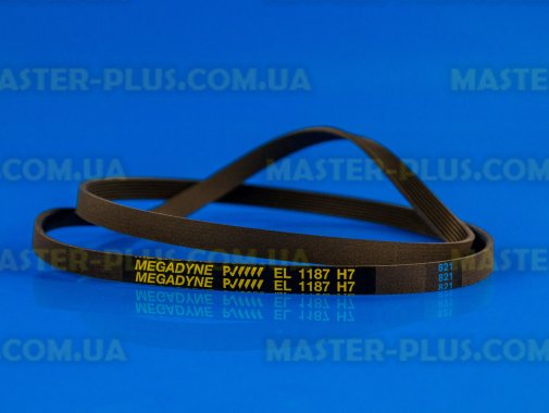 Ремінь 1187 H7 EL «Megadyne» чорний для пральної машини