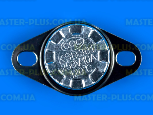 Термостат KSD301 120 градусов. 250В 10А (клеммы перпендикулярно пластине крепления)
