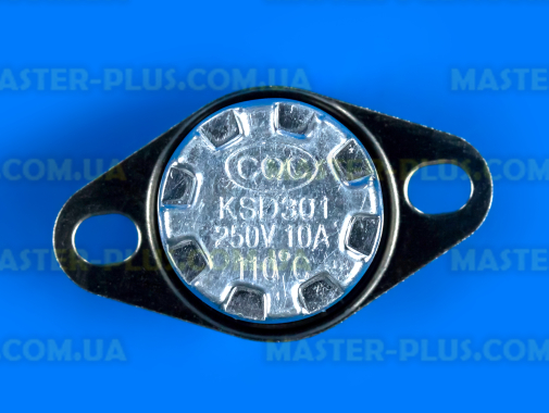 Термостат KSD301 110°C 250V 10A (клеми перпендикулярно пластині кріплення)