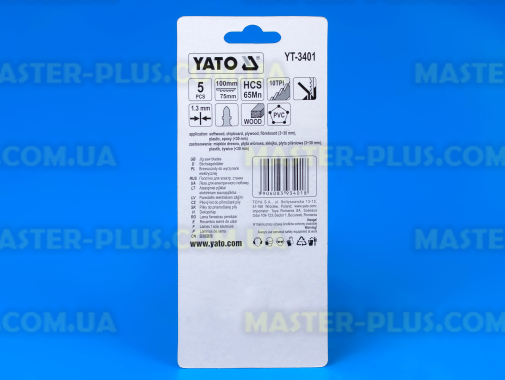 Набор пилок для электролобзика по дереву HCS 10TPI 100мм 5шт Yato YT-3401