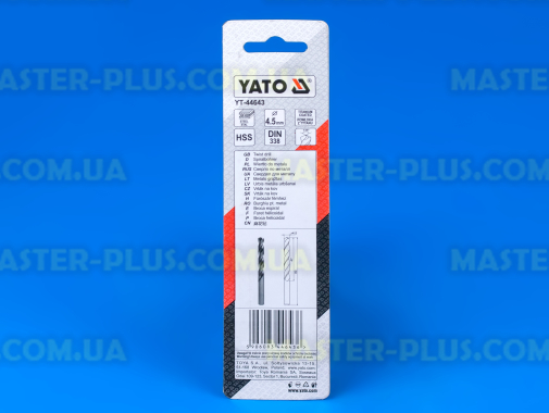 Сверло по металу 4,5мм HSS-TiN Yato YT-44643