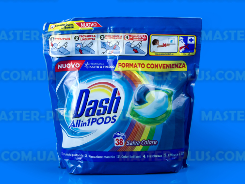 Капсули гелеві для прання універсальні Dash Salva Color 3 в 1, 38шт