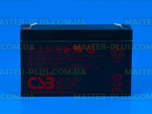 Аккумуляторная батарея CSB GP672, 6V 7.2Ah Q10