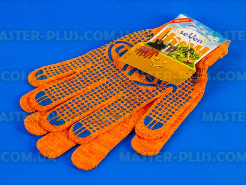 Перчатки оранжевые с ПВХ точкой (10 класс, 3 нитки)