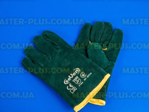 Перчатки сварщика (краги) зеленные короткие с флисовой подкладкой