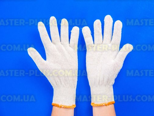 Перчатки трикотажные белые без ПВХ точек (10 класс, 2 нитки)