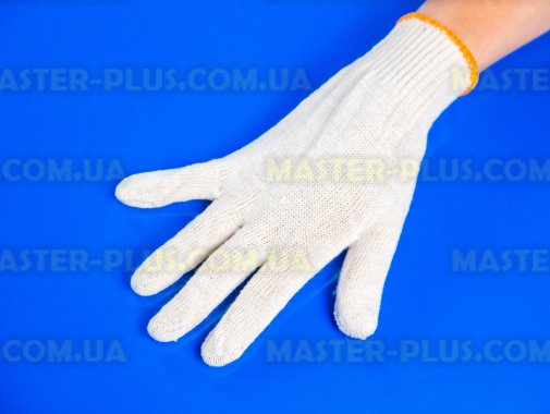 Перчатки трикотажные белые без ПВХ точек (10 класс, 2 нитки) M-XL