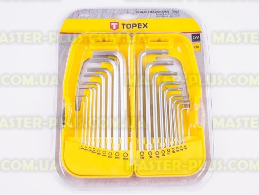  Шестигранники 1.5-10мм и ключи Torx T10-T50, набор 18шт TOPEX 35D953