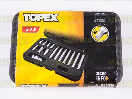 Набор шестигранных бит с адаптером 15шт TOPEX 39D390