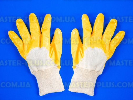 Перчатки трикотажные белые с желтым нитриловым покрытием