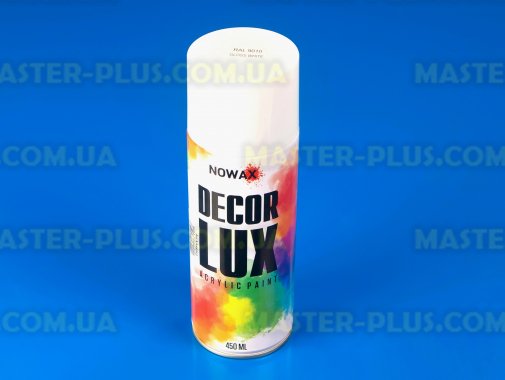 Краска акриловая белый глянец (9010) NOWAX Decor Lux 450мл