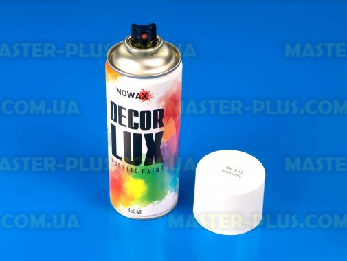 Краска акриловая белый глянец (9010) NOWAX Decor Lux 450мл