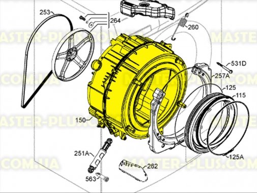 

Бак в сборе с барабаном Electrolux 3484159904