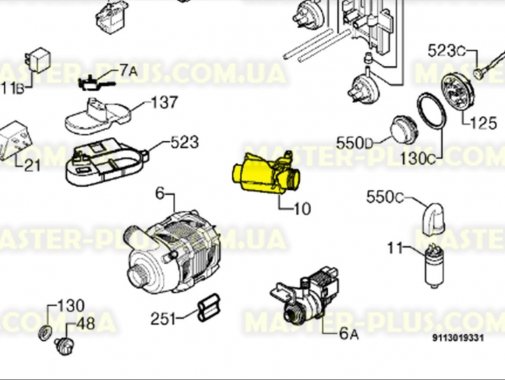 ТЭН проточный Electrolux Zanussi 50277796004  для посудомоечной машины