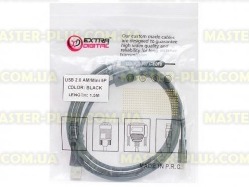 

Дата кабель USB 2.0 AM to Mini 5P 1.5m EXTRADIGITAL (DV00DV4040)