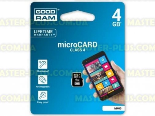 

Карта памяти GOODRAM 4GB microSD Class 4 (M400-0040R11)
