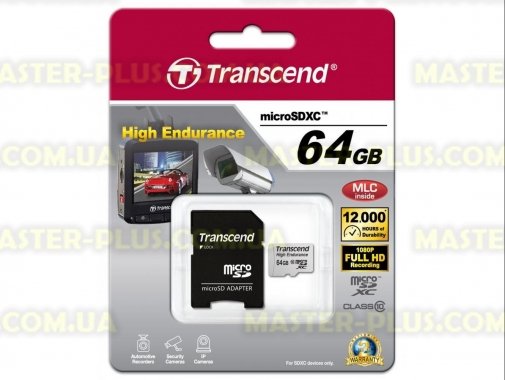 

Карта памяти Transcend 64GB microSDXC Class 10 High Endurance + ad (TS64GUSDXC10V)