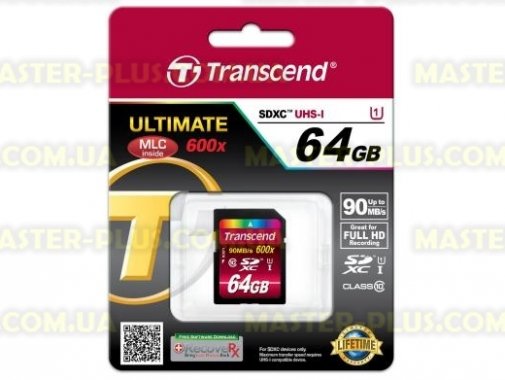 

Карта памяти Transcend 64Gb SDXC UHS-I Ultimate (TS64GSDXC10U1)
