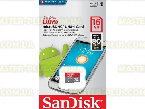 

Карта памяти SANDISK 16GB microSD class 10 UHS-I Ultra (SDSQUNC-016G-GN3MN)