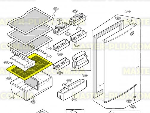 Полка пластикова над ящиком для овочів LG ACQ30624401 для холодильника