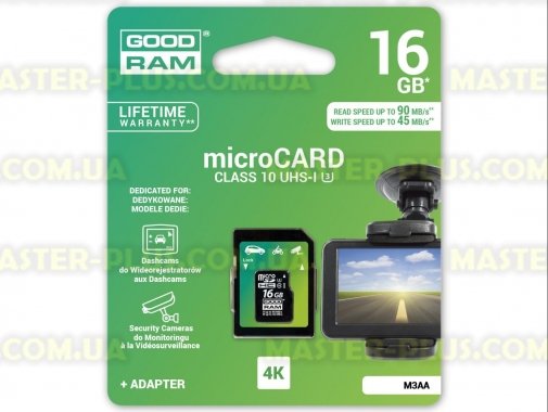 

Карта памяти GOODRAM 16GB microSDHC class 10 USH-I U3 (M3AA-0160R11-DD)